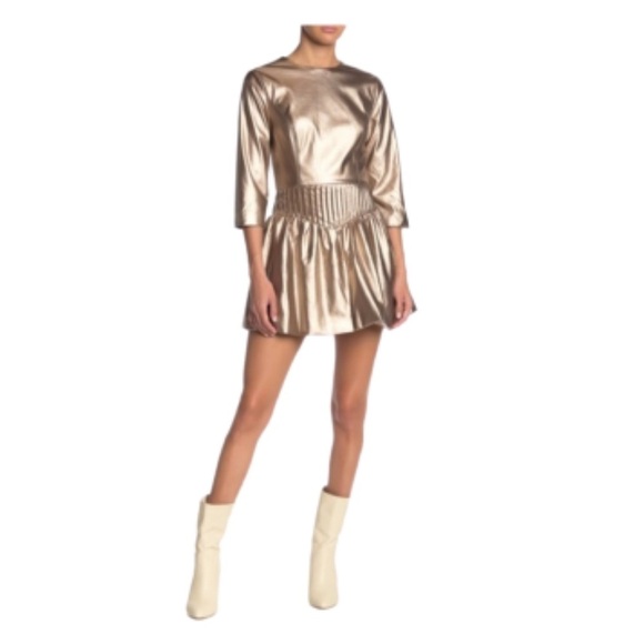 Tularosa | Margo Dress In Sandstone Brown Metallic - Picture 8 of 10
